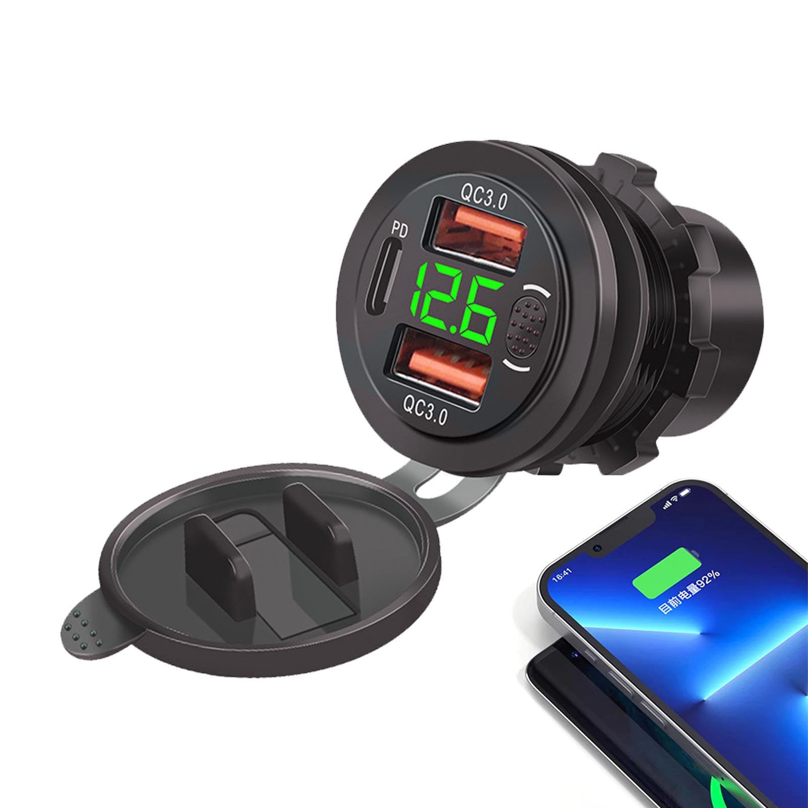 pologmase Chargeur Moto - Charge à Double Port pour téléphone,Adaptateur Voiture USB Rapipour téléphone Portable, Prise USB Double Port pour Motos, SUV, camions, Camping-Cars