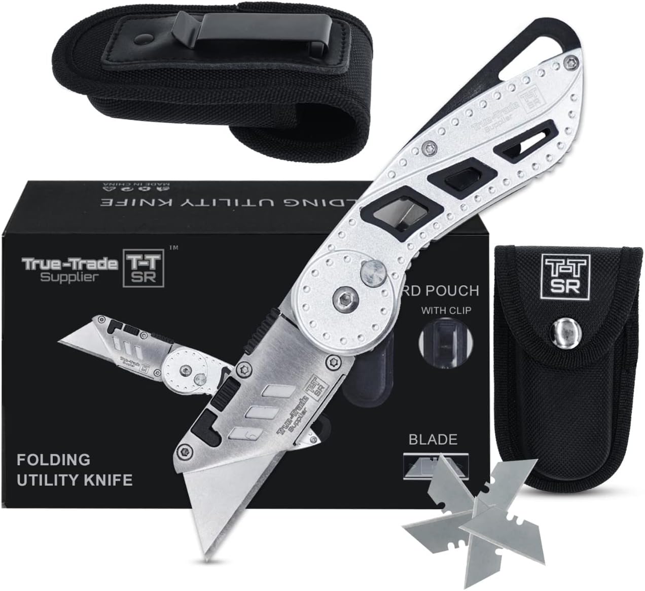 Buy Folding Utility Knife Heavy Duty Stainless Steel Box Cutter Holster