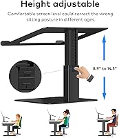 Vista 3 de Soporte para Escritorio de Computadora Portátil, Soporte de Aluminio Ergonómico para Computadora Portátil con Altura Ajustable de 7-15", Elevador