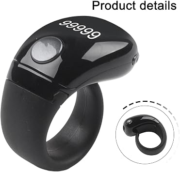 Digital Tasbih Ring Adjustable Fit Self-Locking Function(Black)