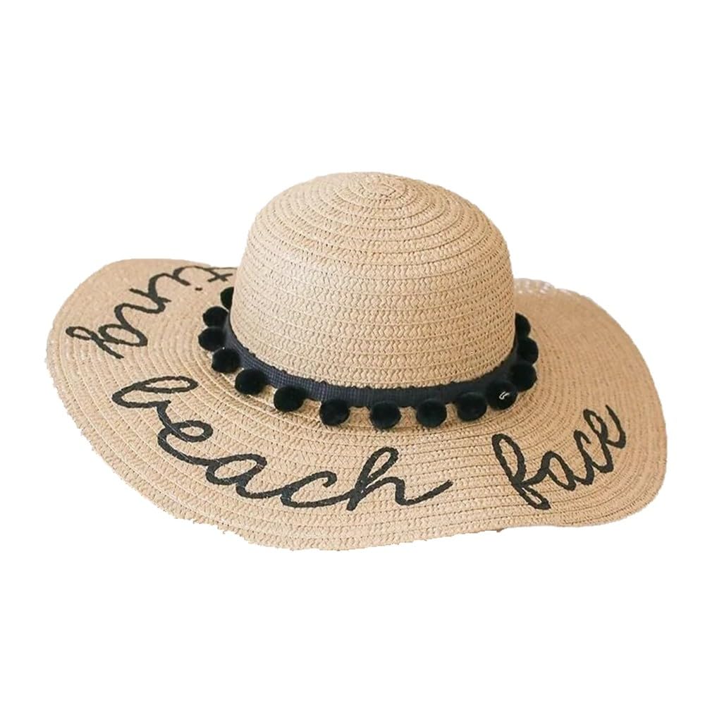 WIVCOMD Sombrero De Sol Personalizado para Mujer,Regalo De Despedida De Soltera,Disquete De ala Ancha Plegable,Sombrero De Paja UV,Sombrero De Playa para Viajes En Piscina Al Aire Libre De Verano para De