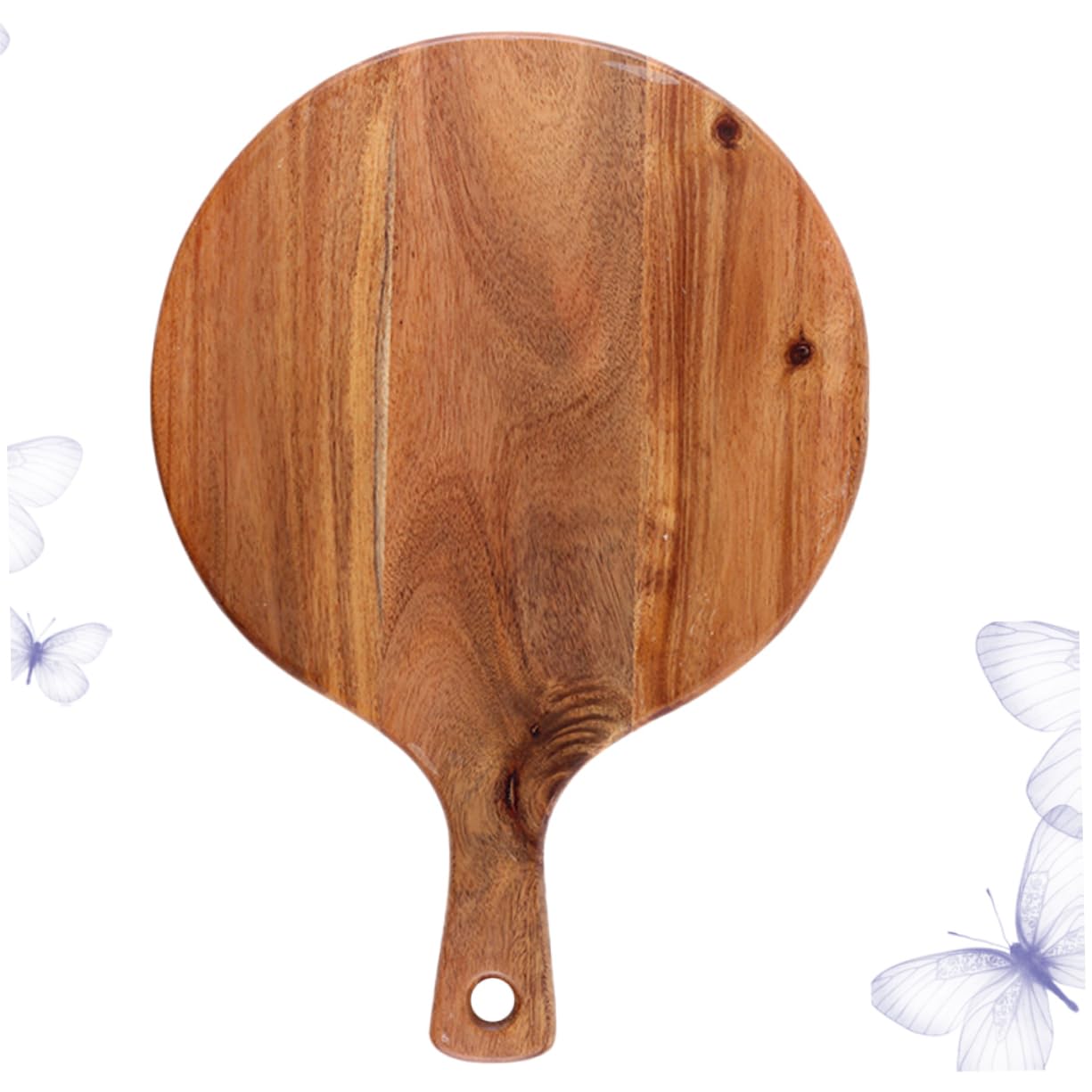 Planche à pizza ronde en bois naturel pour couper pain et fromage