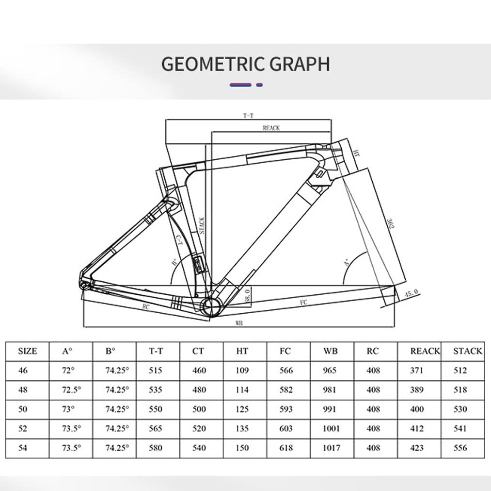 HIMALO 700c Road Bike Frameset Carbon Racing Frame 46/48/50/52/54cm Lightweight Wind-Breaking Disc Brake Frame Thru Axle 100/142mm Internal Routing(Red,50CM)