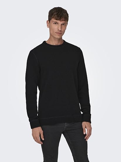 Only & Sons Regular fit schipperstrui van katoenmix model 'PHIL' in zwart online kopen | P&C