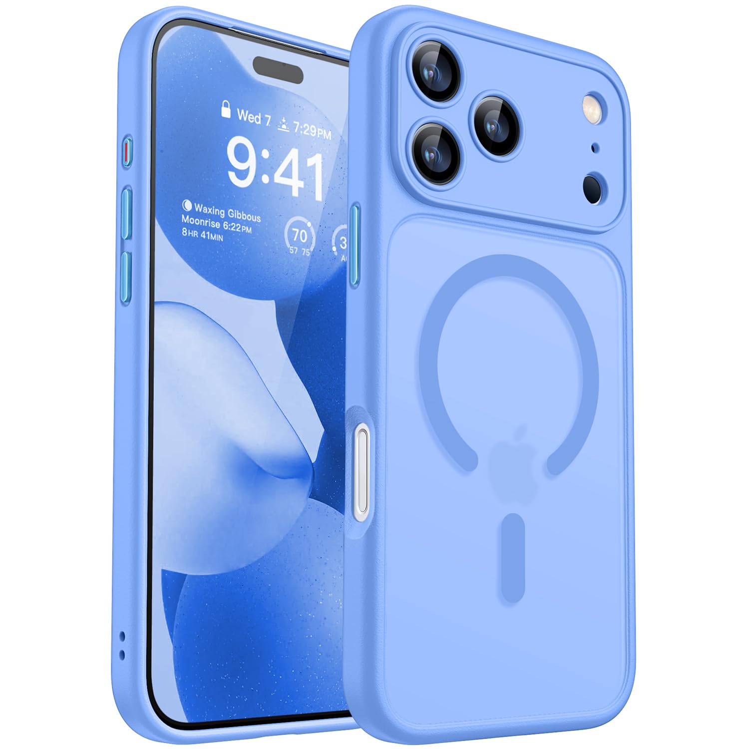 CANSHN Cover Magnetica per iPhone 17 Pro(6,3 Pollici), Compatibile con MagSafe, [Protezione Completa Della Fotocamera], Custodia Traslucida Opaca Protettiva Sottile Antiurto,Blu Oltremare