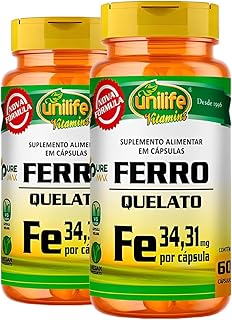 Ferro Quelato 500mg Unilife 60 Cápsulas 2un