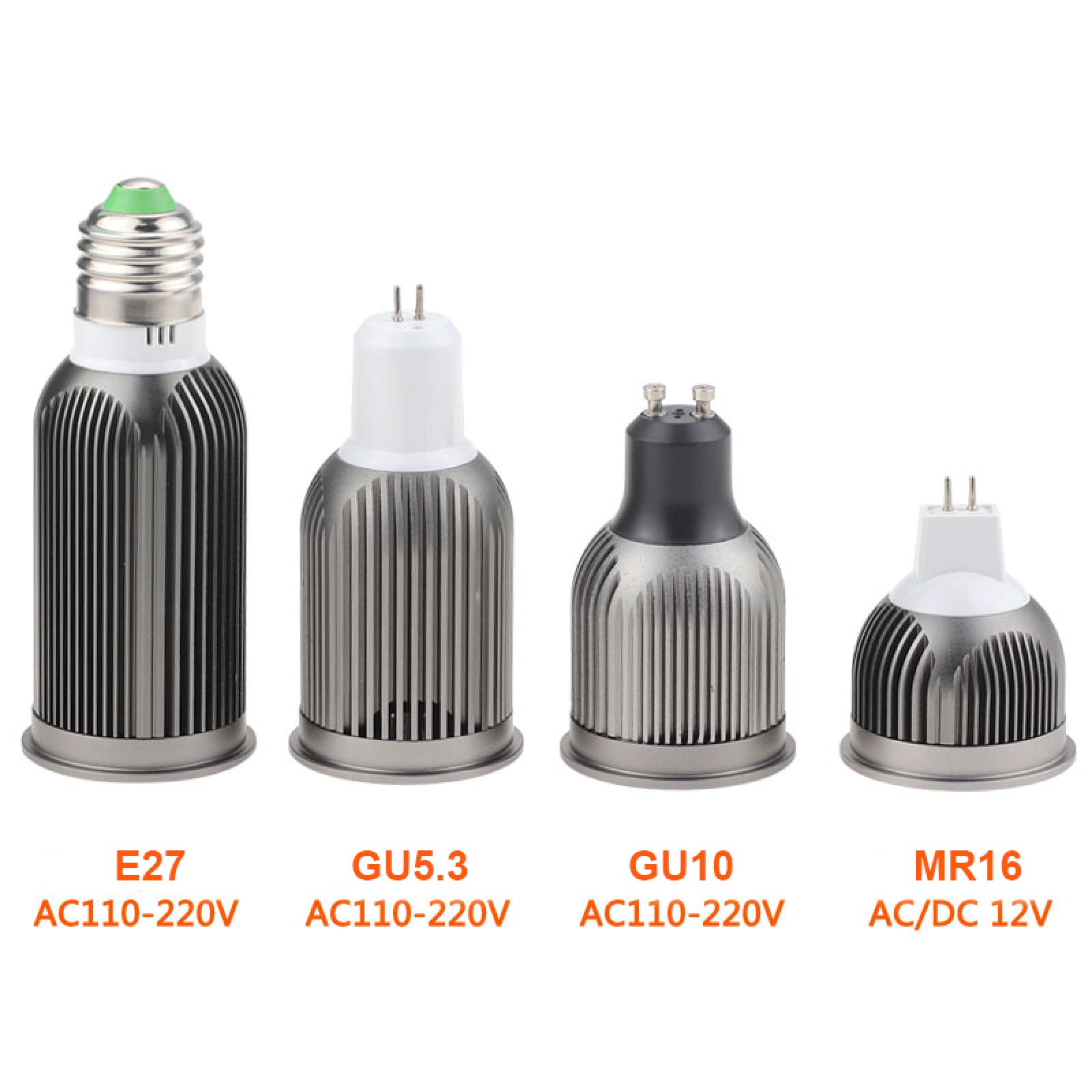 Bombilla de foco LED de disipación de calor 220V 110V 3W 5W 7W 9W 12W COB no regulable GU10 MR16 E27 GU5.3 Lámpara de foco LED,4000-4500K 12w,GU5.3 220V