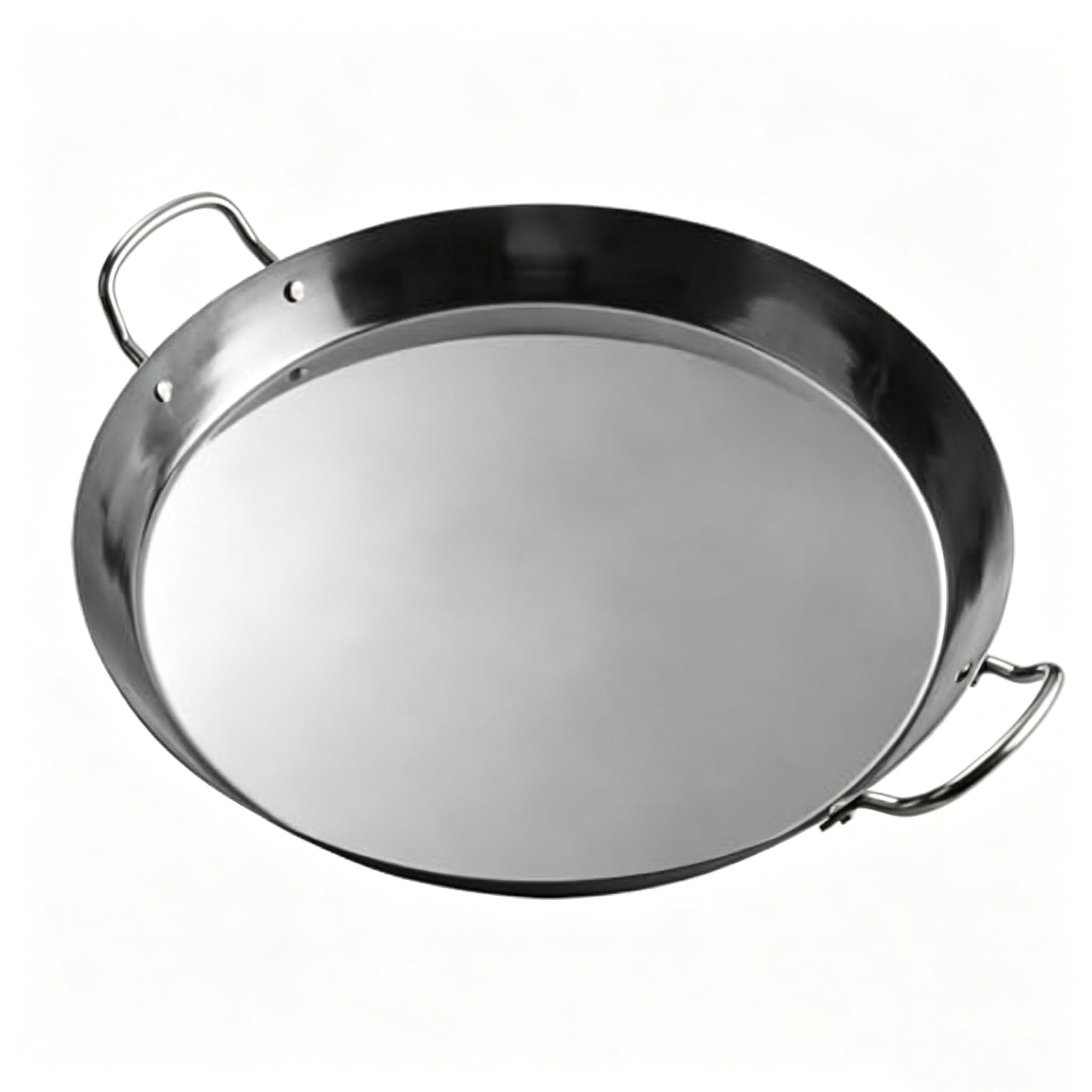 IUokLU Commercial Stainless Steel Spanish Paella Pan with Riveted Handles - 36/40/45cm Large Skillet Omelet Pan Uncoated Non-Stick Frying Pan Cookware for Homes or Restaurants (40cm)