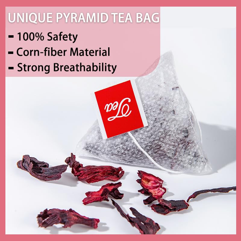 Miniatura 5 de BEI CAI - Bolsas de té de hibisco, 0.07 oz x 50 unidades, té de hierbas de hibisco seco puro natural, sabor a tarta refrescante, sin cafeína, rico