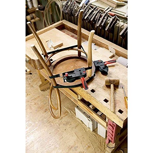 Bessey VAS-23+2K Bandklemme mit variablem Winkel, mit 4 Clips, Schwarz mit rotem Griff, 68 cm