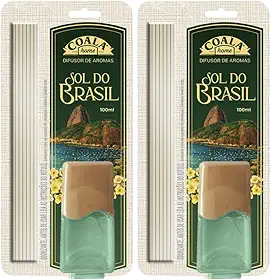 Kit com 02 Difusores de Aromas Coala Sol do Brasil 100ml com Varetas – Perfumação Contínua para Ambientes – Fragrância Frutal e Floral