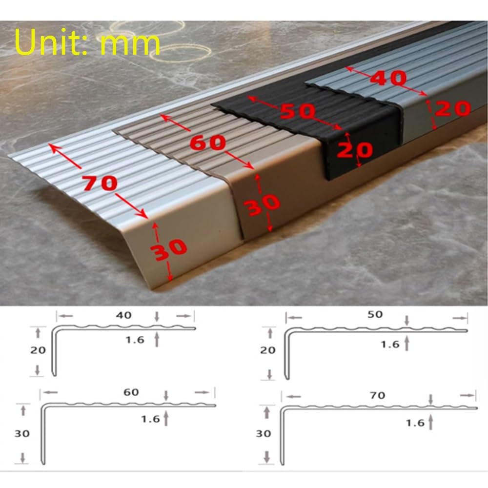 Samoprzylepna metalowa osłona krawędzi schodów, stopnie schodowe 1/2" 2" szeroka, krawędź schodowa, antypoślizgowe listwy wykończeniowe, listwa przejściowa w kształcie litery L do zewnętrznych i wewnę