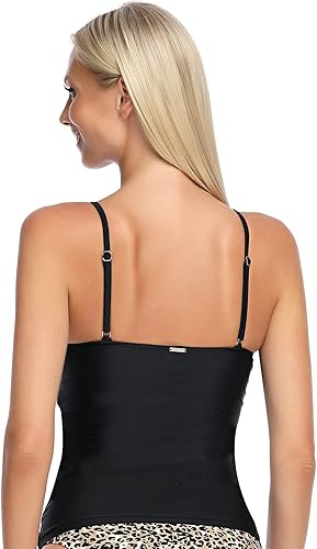 Miniatura 5 de RELLECIGA Top tankini con cuello en V para mujer con control de abdomen fruncido
