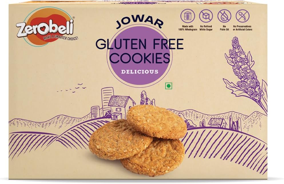 Jowar Gluten Free Cookies 250g- Pack of 100% Wholesome Multigrain Millet Cookies| No Maida, No Palm Oil or Preservatives | rich in dietary fiber