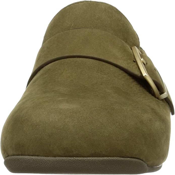 Fit-Flop SHUV BUCKLE-STRAP NUBUCK CLOGS Women's, Mossy, 5 US