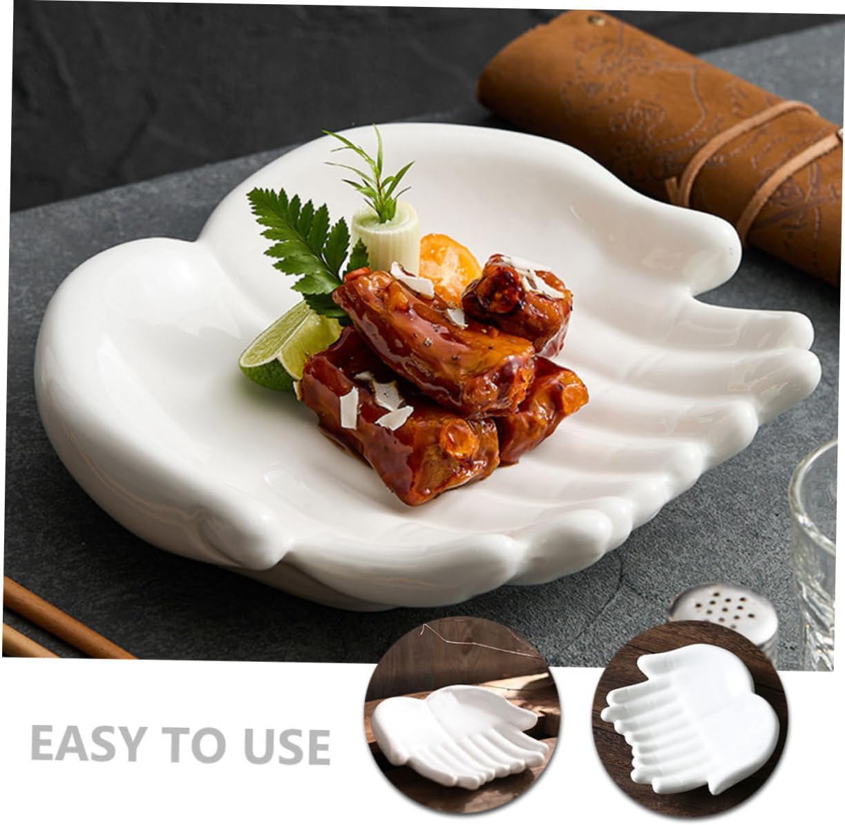 Mobestech Multi Function Japanese Hand Shaped Sushi Plate Ceramic Food Display Dish Lightweight Serving Tray for Sushi Snacks Fish Home and Business Use