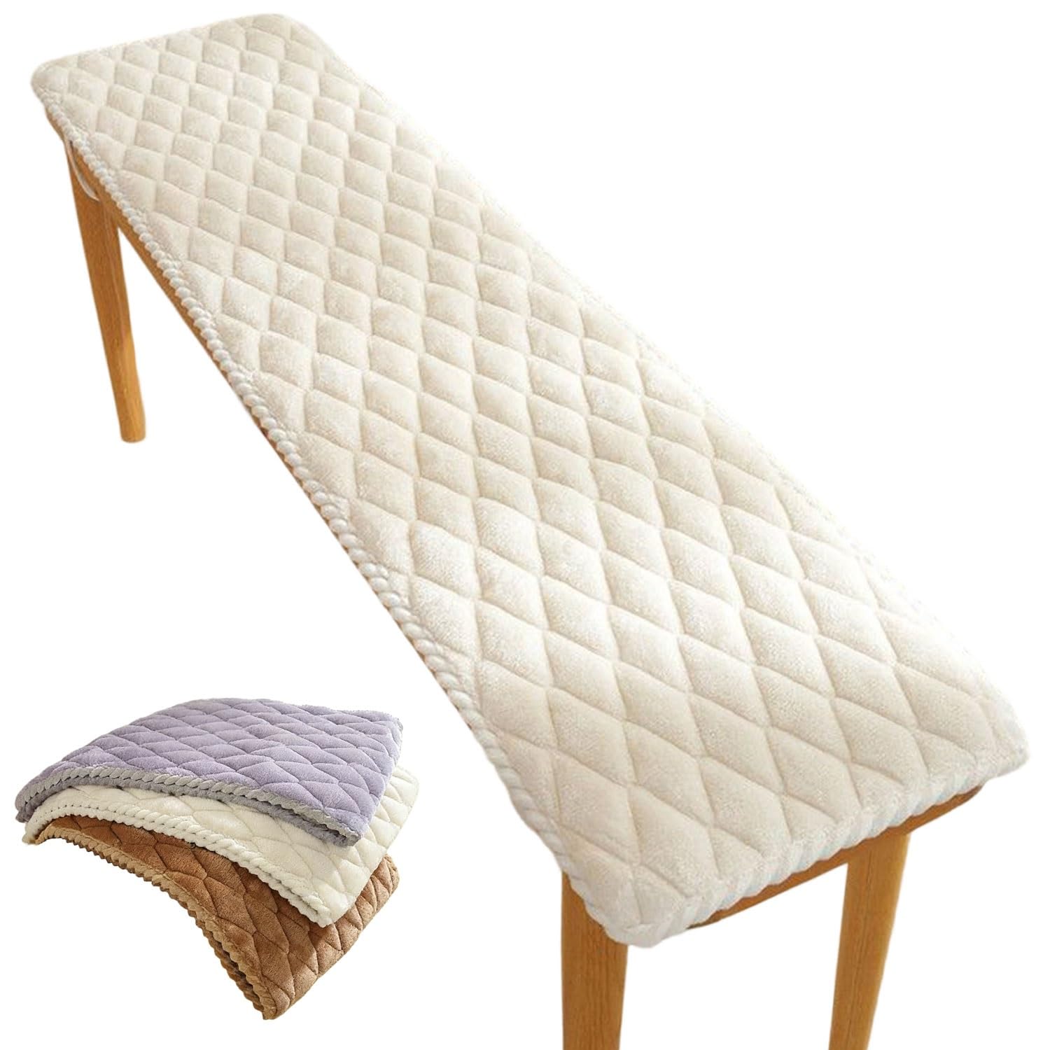 uyeoco Washable Indoor/Outdoor Bench Cushion - 120cm/150cm/100cm/90cm x 40cm/35cm/30cm - Non-Slip Seat Pad for Bay Windows, Garden Patio, Long Chairs, Swings & Porch Furniture(Beige,30x130cm)