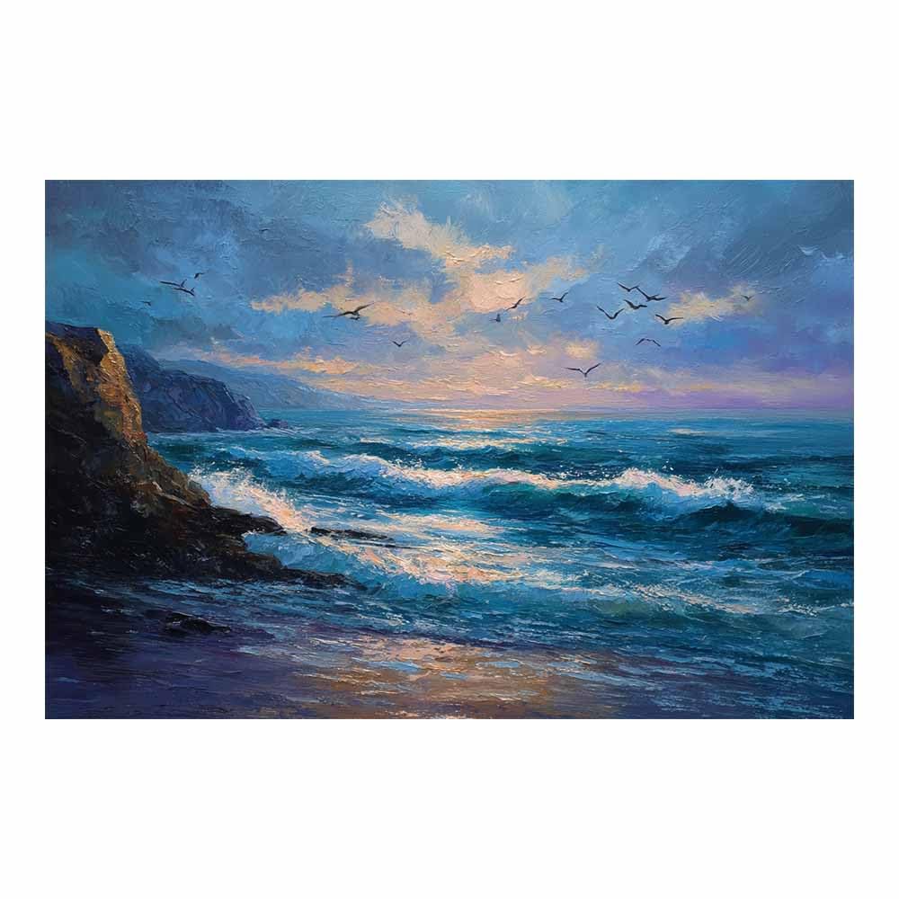 DMZPKZB Landscape Wall Art Coastsal Cliffs Ocean Art Landscape Picture Artwork Prints,Vintage Poster Decor,For Living Room,Bedroom,kitchen,Office,Corridor(Multicolor)-80x120cm Unframed