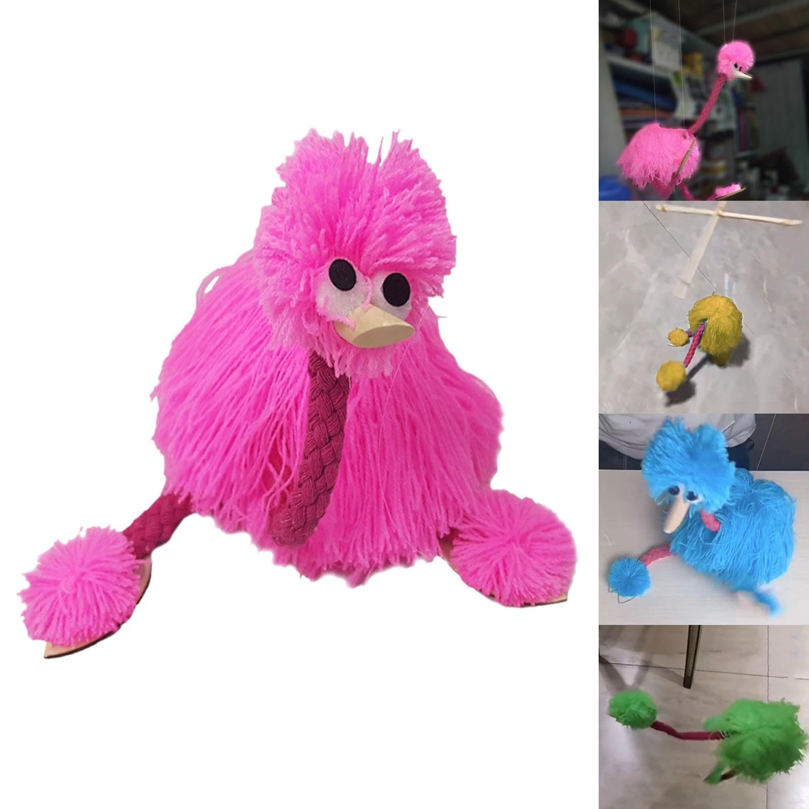 Strauß Marionette Spielzeug String Puppet Interaktive Puppen Puppen Spielzeug Übung Finger Flexibilität Schöne Vogel Tier Spielzeug für Jubiläen, ROSA