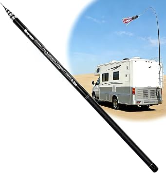 18FT Telescoping Wind Sock Pole, Fiberglass Flag Pole Pole | High Flexibility Windsock for Outdoor RV Farm Parks Airport, Retractable Wind Sockpole 18 FT