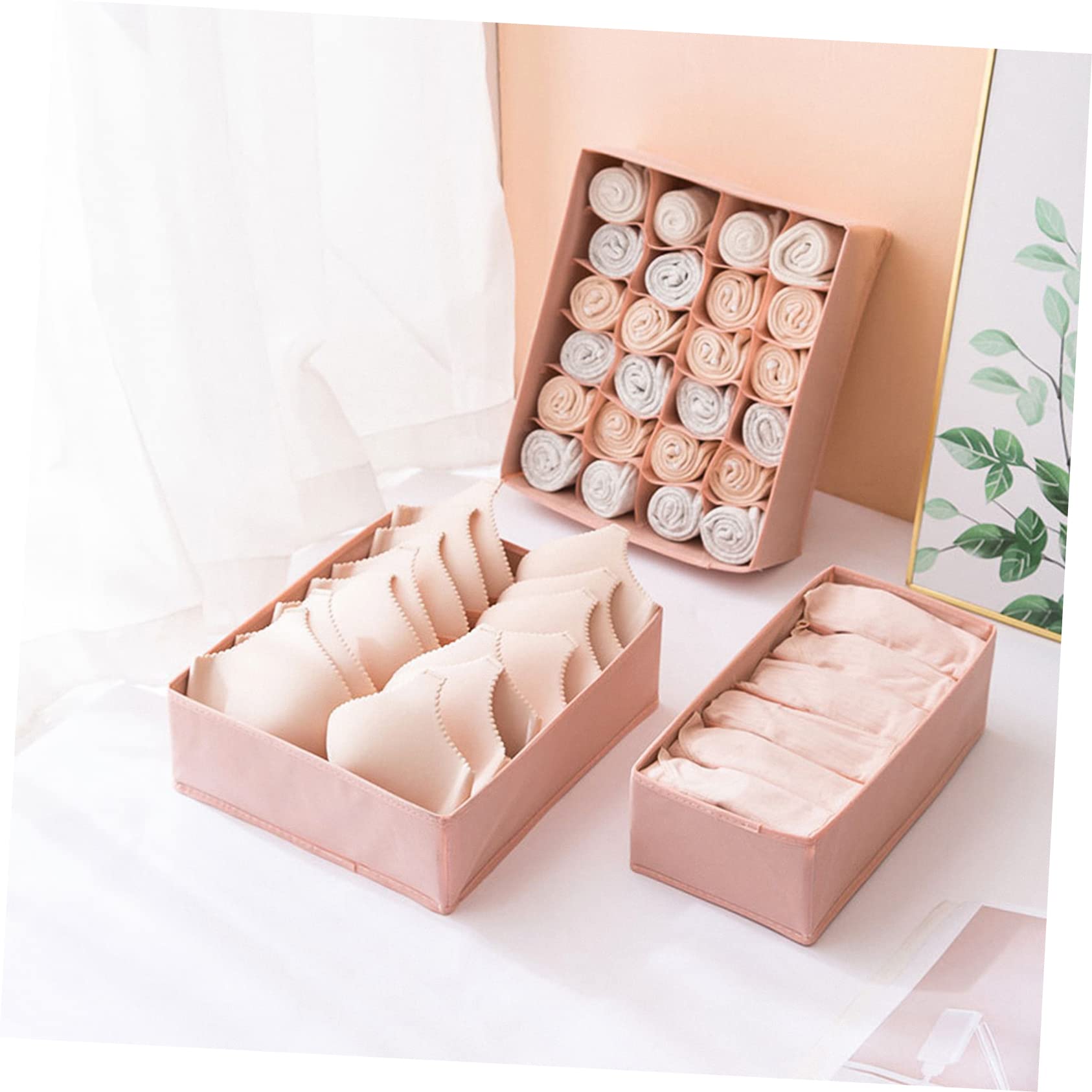 CHILDWEET 3 Cajas de Almacenamiento para Ropa Interior y Calcetines, Organizador de Armario de Tela No Tejida, Diseño de 6, 7 y 20 Compartimentos para Dormitorio