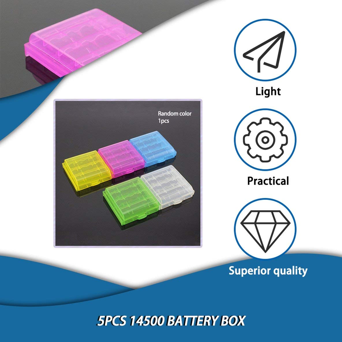 Custodia per portabatterie Coloful 4 AA AAA Coperchio Scatola di plastica Rigida per n. 5 / n. 7 Colore Batteria Casuale 5 Pezzi/Pacco