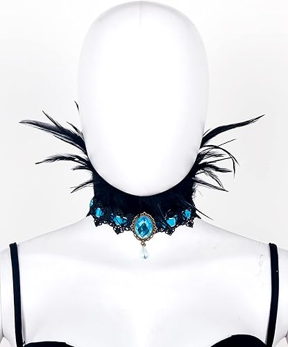 Miniatura 5 de L'VOW Gargantilla de plumas, joyería gótica, cadena de cuello de vampiro, tatuaje steampunk, accesorios de encaje, disfraz de Halloween