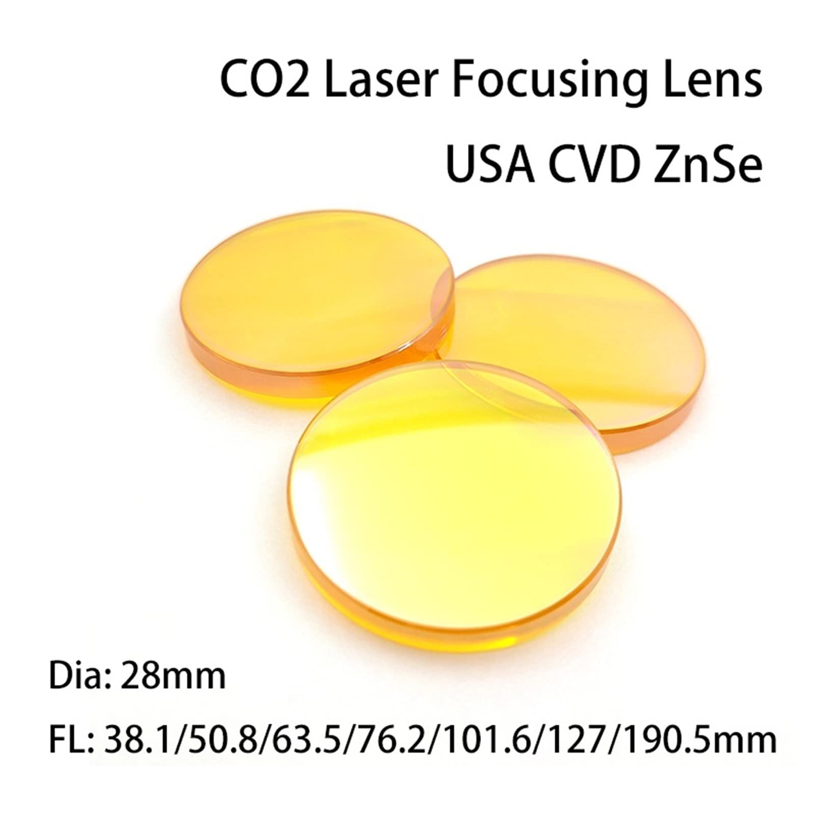 Dia28mm Plano-Convex Lenses CO2 Optical Glass USA CVD ZnSe Laser Lens for Laser Cutting Machine(28MM_63.5MM)