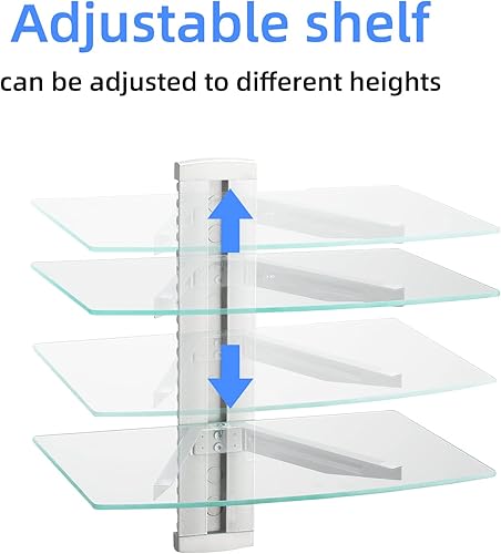 Miniatura 4 de suptek Soporte de altavoz, estante de vidrio flotante para reproductores de DVDcajas de cableconsolas de juegosaccesorios de TV, 2 estantes,