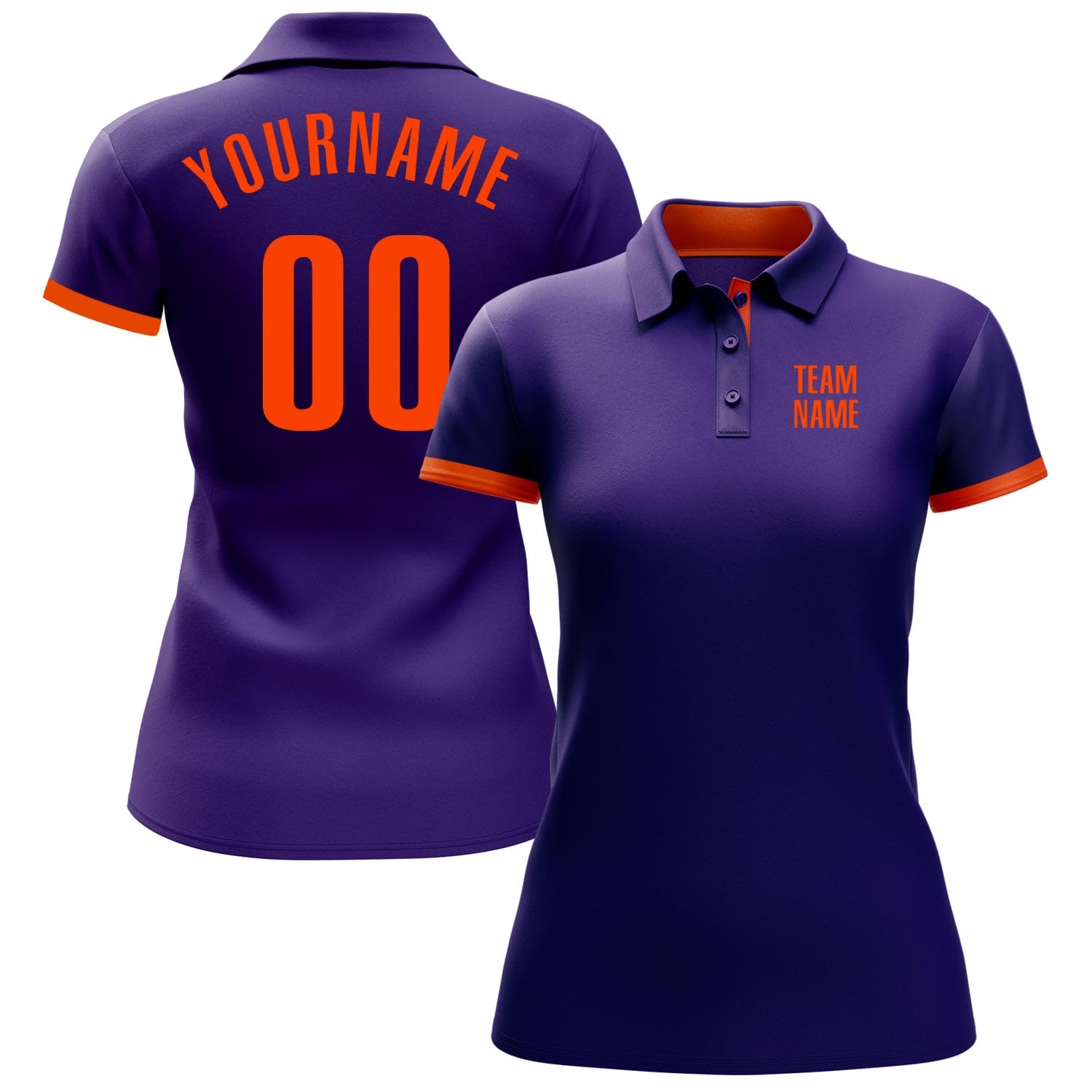 Generic Custom Darts Bowling Golf Polo Shirts for Men Women Youth, Purple Orange Personalized Golf Shirts Printed Name Number Logo