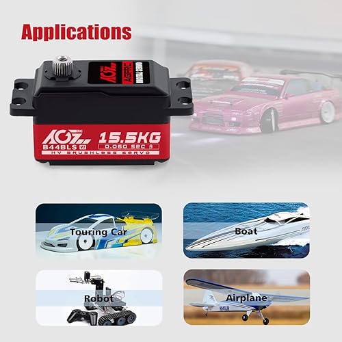 Miniatura 7 de AGFRC Servo de dirección de alto par de torsión de bajo perfil de 34.2 lbs - Servo RC sin escobillas de engranaje de metal digital para aviones de