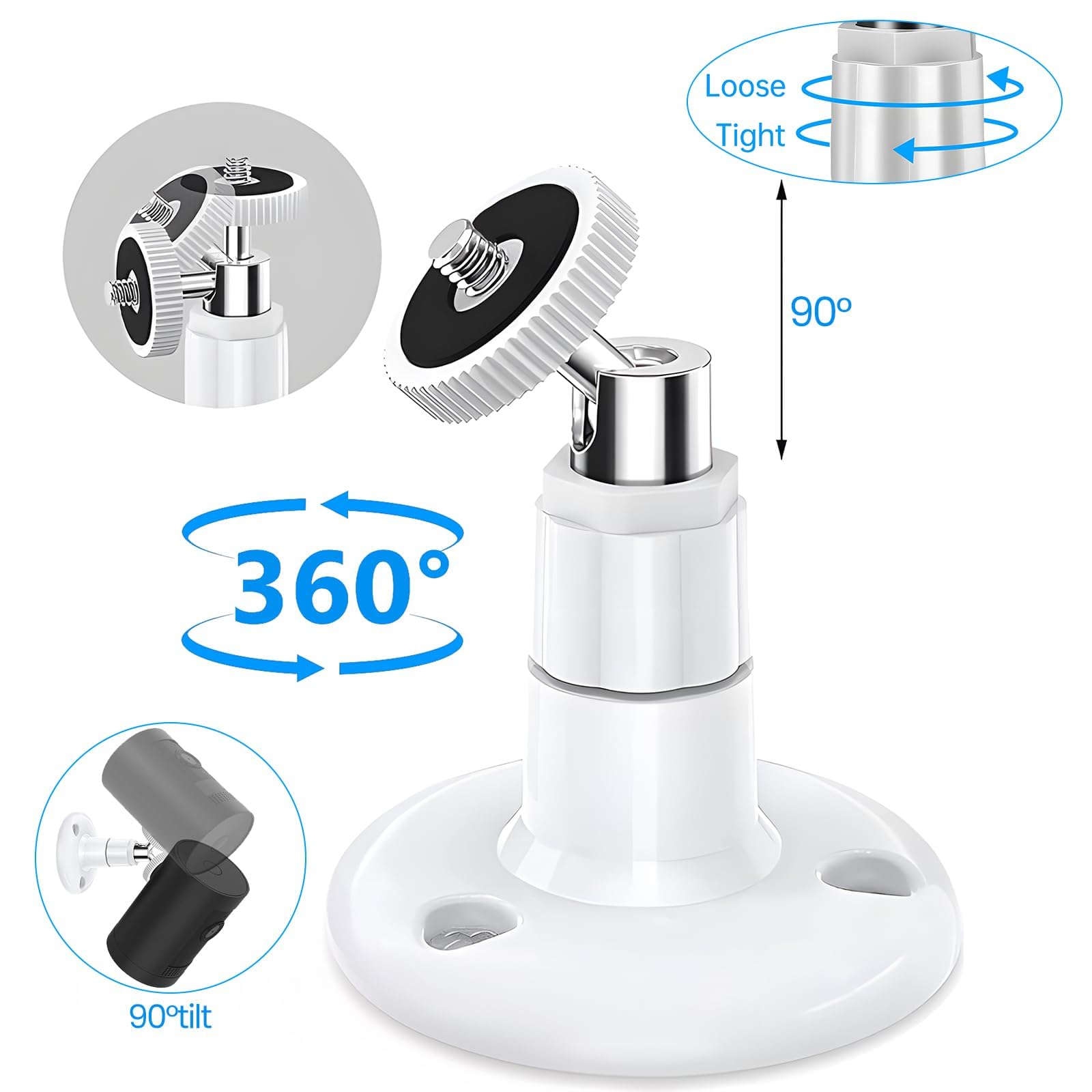 Zythrem 3 Pezzi Staffa Telecamera esterna supporto sorveglianza 360°Supporto da Parete per Telecamere di Sicurezza da Interno e Esterno per WYZE, Arlo, Arlo Pro e altri modelli compatibili (Bianca)