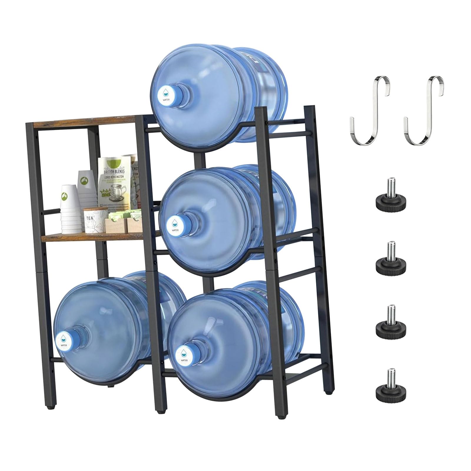 Soporte vertical para cubo de agua de tres capas con rodillos para el hogar y uso, estante de acero al carbono resistente
