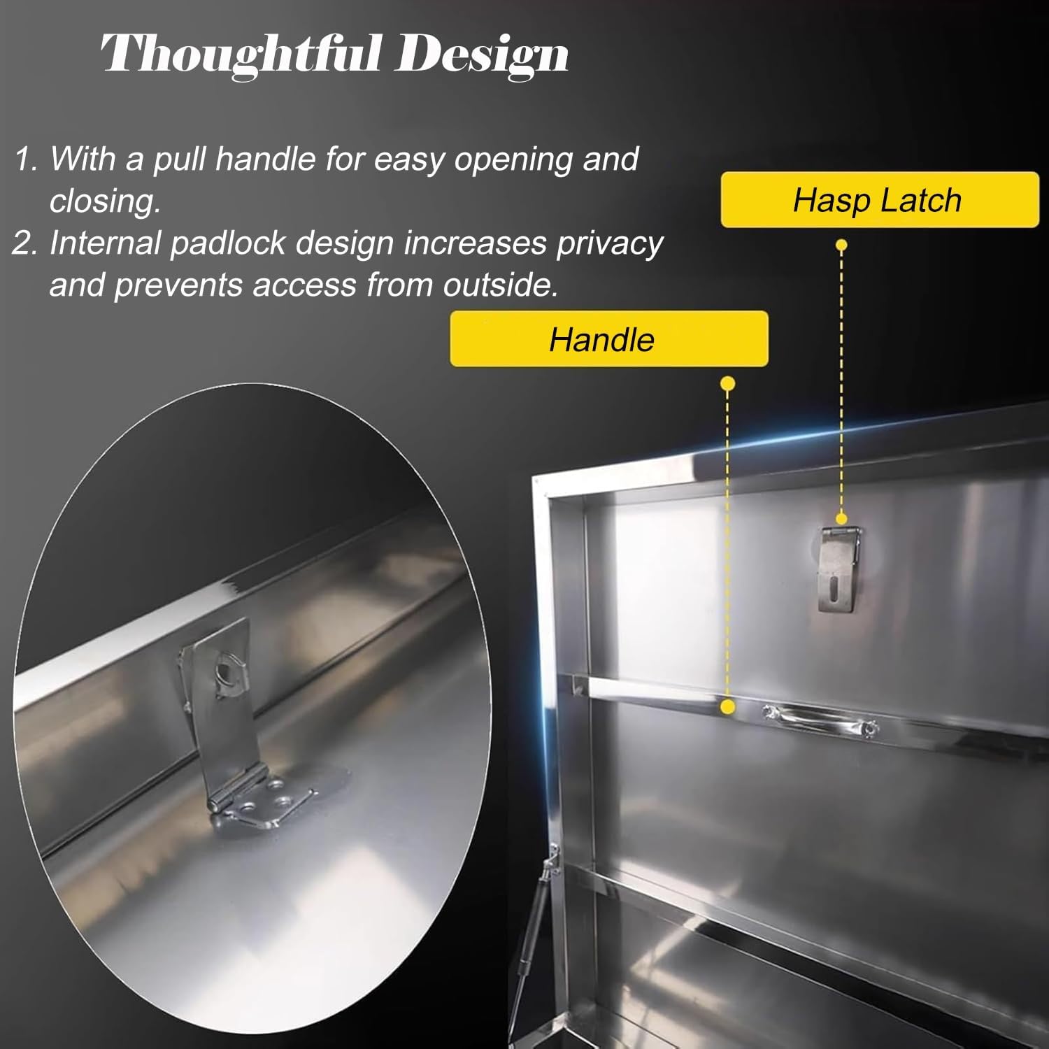 Outdoor 23.6-39.4 in Square Roof Skylight Cover, 304 Stainless Steel Basement Exit Covers with Padlock Handle, Heavy Duty Industrial Emergency Access Covers