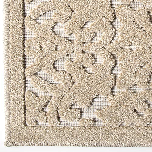 Orian Rugs Boucle Collection 397154 Indoor/Outdoor High-Low Biscay Area Rug, 5'2" X 7'6", Driftwood Beige #TOP4