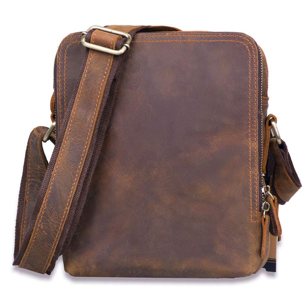 Sac bandoulière marron en cuir et grande mallette avec pochette téléphone