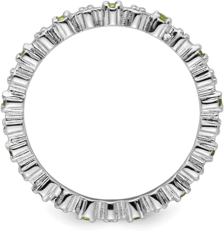 925 Sterling Silver Polished Prong set Stackable Peridot and Diamond Ring Stackable Ring for Women - Image 3