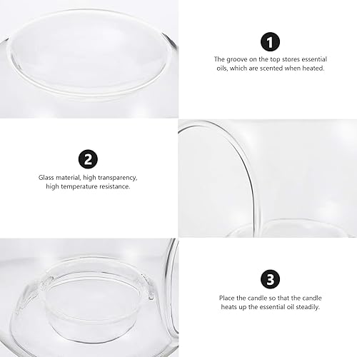 Miniatura 6 de Uonlytech Portavelas de vidrio transparente quemador de aceite esencial Quemador de cera de vela de tarta calentador difusor aroma calentadores de