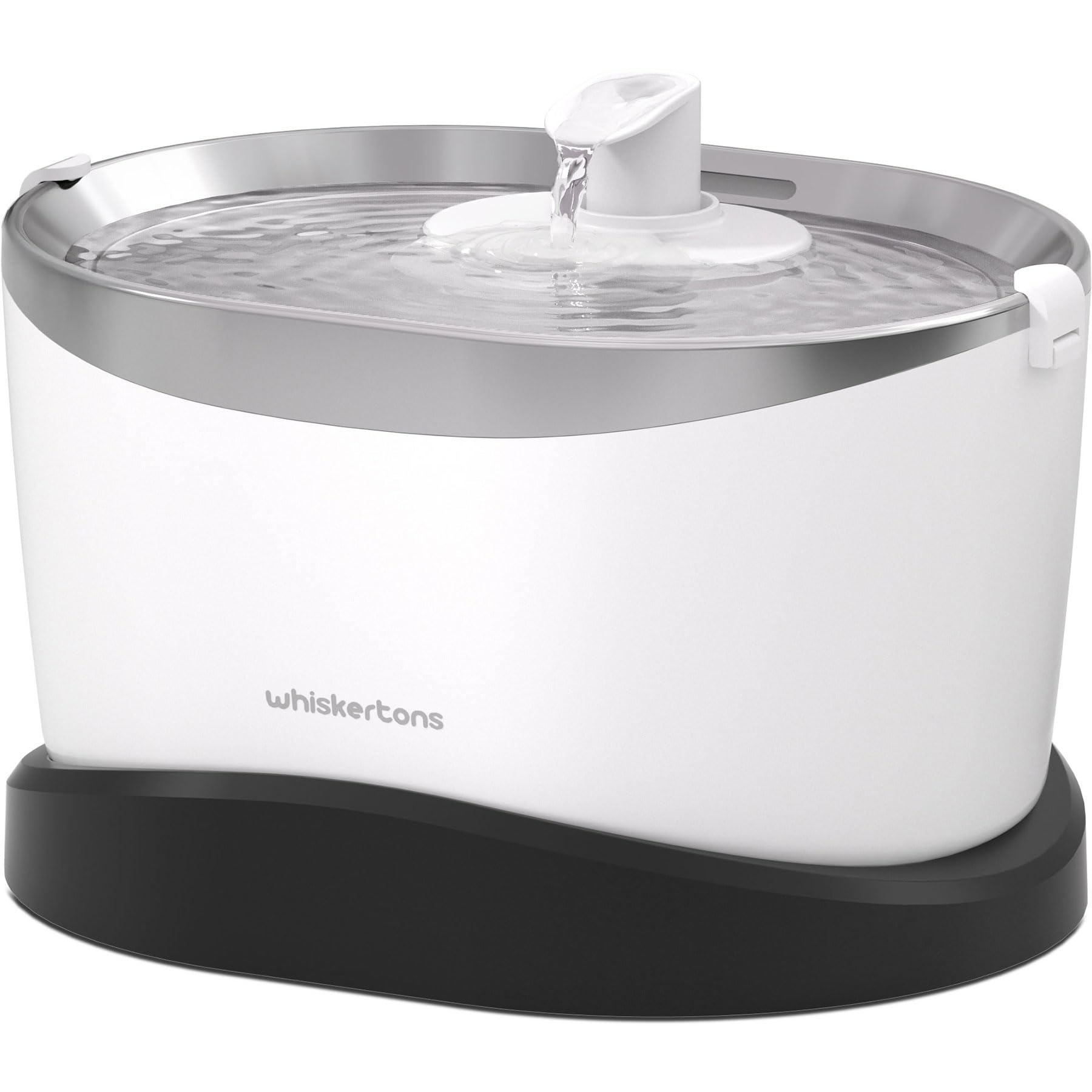 Whiskertons Wireless Cat Water Fountain, Cordless Battery Operated Pet Fountain, 3L/101oz EverMount Cat Fountain, Pet Water Fountains for Cats Indoor, Stainless Steel Tray, Easy to Clean, BPA-Free