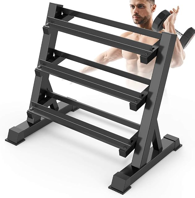 Dripex 454KG/1000lbs Dumbbell Rack- Adjustable 3 Tier Dumbbell rack for Home Gym, Heavy Duty Weight Rack Dumbbell Storage Stand Holder(Rack Only), Latest Model