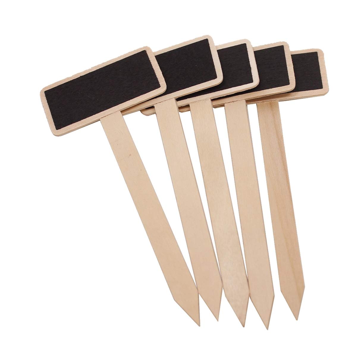 HEALLILY 40PCS Wood Chalkboard Plant Tag Mini Wood Chalkboard Stakes Wooden Gardening Plant Tags Blackboard Garden Tags