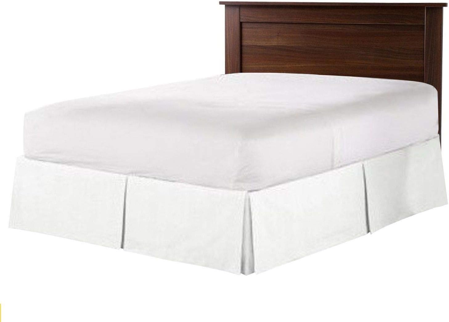 Urban Bed Pleated Bed-Skirt Queen Size Solid – White Luxury Double Brushed 100% Microfiber Dust Ruffle, 18 inch Tailored Drop - Easy On/Off