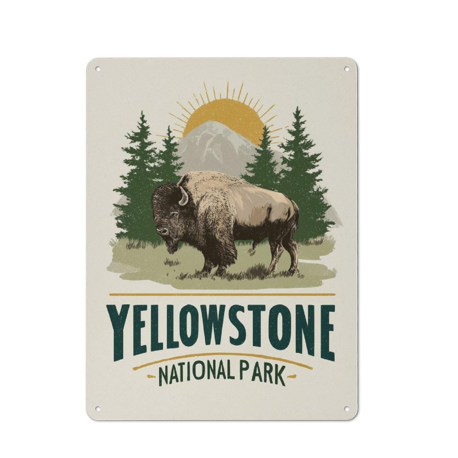 Junmoney Yellowstone Beauty Modern Retro Metal Wall Decor 40X30cm, Metal Wall Sign For Loft, Studio, Office Or Creative Room