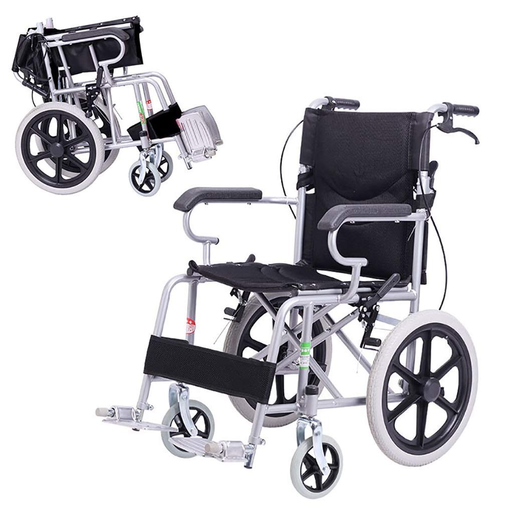 Sedia a rotelle,Ausili per la deambulazione del carrello di supporto per disabili per anziani in lega di alluminio per il trasporto portatile