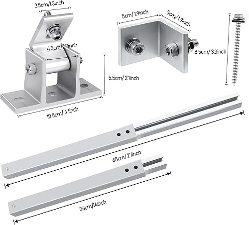 Miniatura 3 de Paquete de 2 soportes de montaje de panel solar ajustables, soporte de inclinación universal para paneles de 50 a 300 W, montaje de aluminio