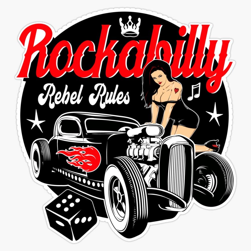 Rockabilly Music Hot Rod Sock Hop Dance Vintage Rock and Roll Window Bumper Sticker Decal 5"