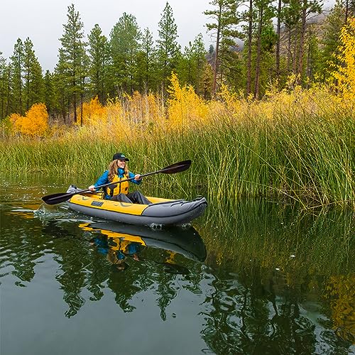 Image of Advanced Elements - Island Voyage 2 Inflatable Kayak - Recreational Convertible Kayak - for 1 or 2 Person - 11 ft - Yellow