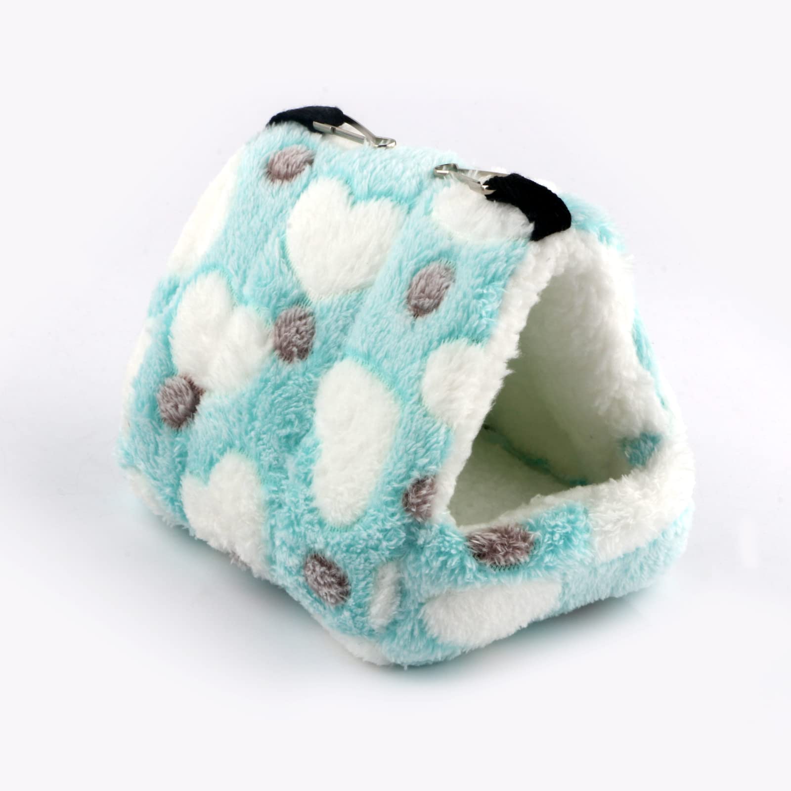 HOSUKKO Warm Hamster Bed with Mat for Small Animal Pet, Mini Rat Hamster Plush House Bed Hut Nest Bed Mini House Cave Bed Cozy House Hideout (Small Light Blue)