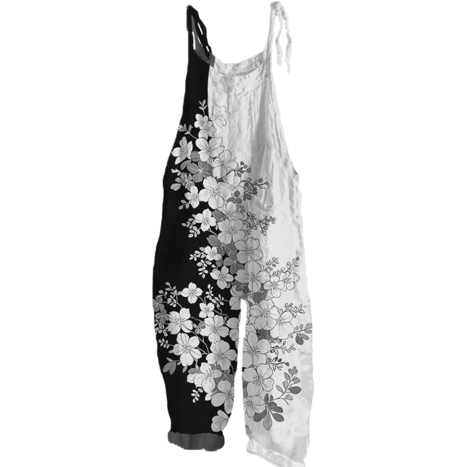 Bengbobar Jumpsuits For Women Casual Loose Summer Rompers Boho Floral Rompers Wide Leg Bib Overall with Pockets Womens Pants