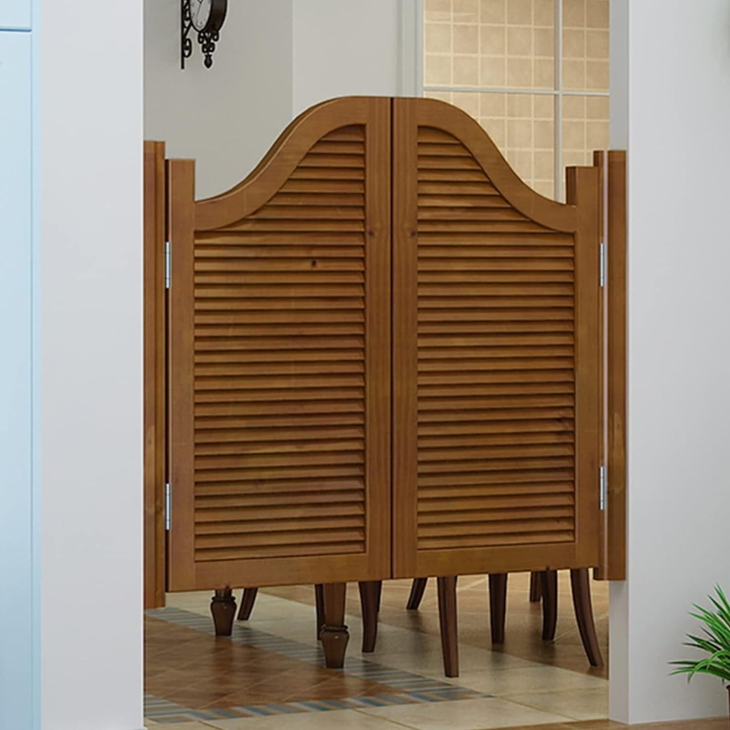 Porte persienne battante marron ELzEy en bois demi-taille pour cuisine 80x90
